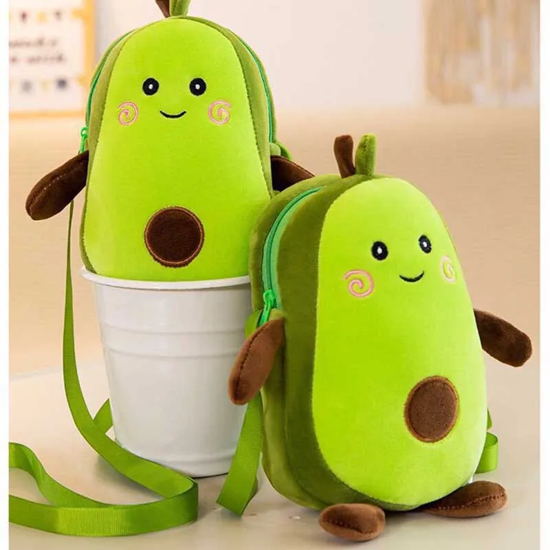 New Fashion Children Plush Girls Shoulder Bag Cute Avocado Messenger Bag Kids Keys Coin Purse Cute Princess Mini Handbag