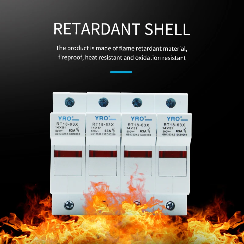 AC 1PC 3P Fuse Base 690V 63A With LED light Matching Fuse 14x51MM R016 only Fuse Base RT18-63X