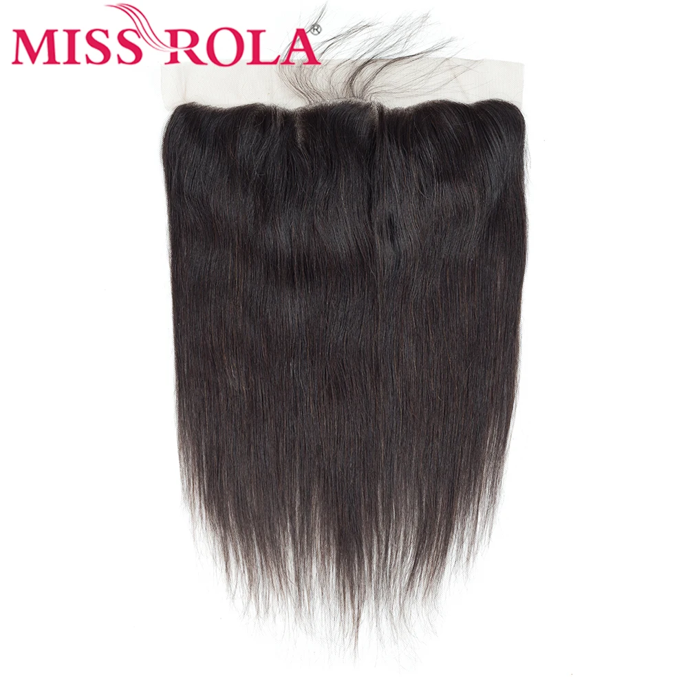 Miss Rola 13X4 Penutup Depan Renda Rambut Manusia Remy Brasil Penutup Rambut Lurus Telinga Ke Telinga Warna Alami dengan Rambut Bayi