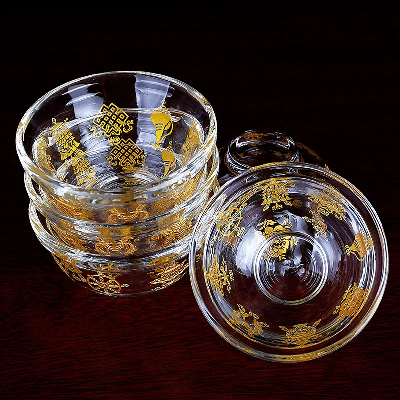 Crystal Auspicious Water Bowl Tibetan Buddhism for The Cup of Water Cup Buddha Supply Bowl Single 9cm