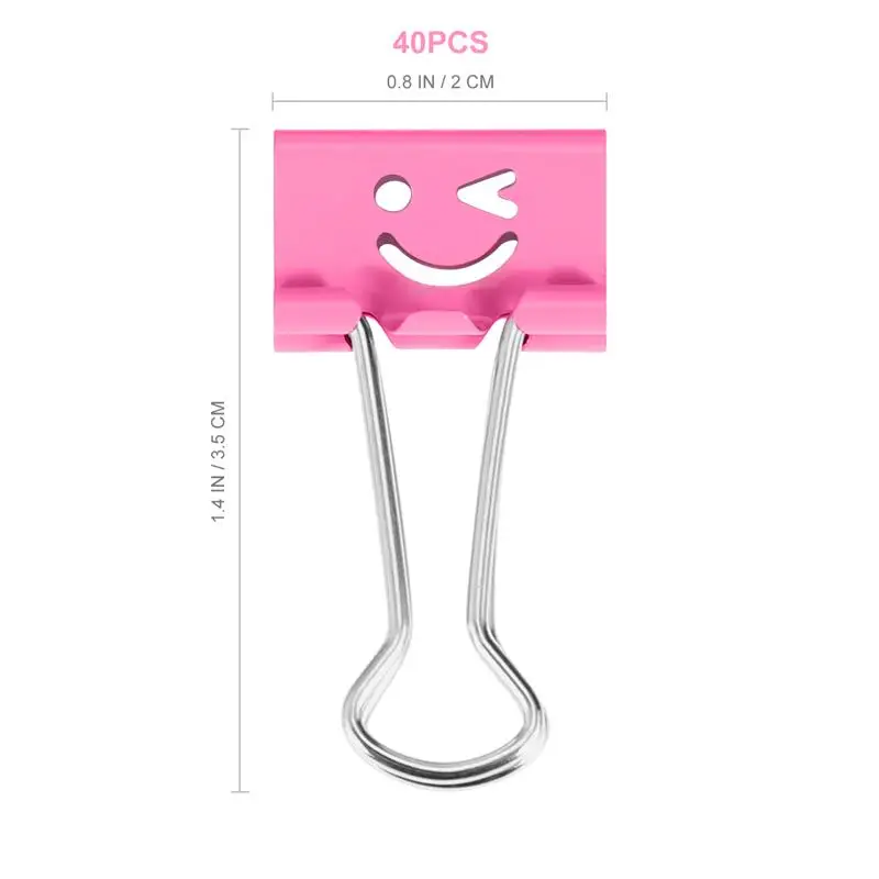 NUOLUX-Clips de carpeta para el hogar, Clips de papel para limar cara sonriente, escuela, oficina, Color mixto, 40 unidades