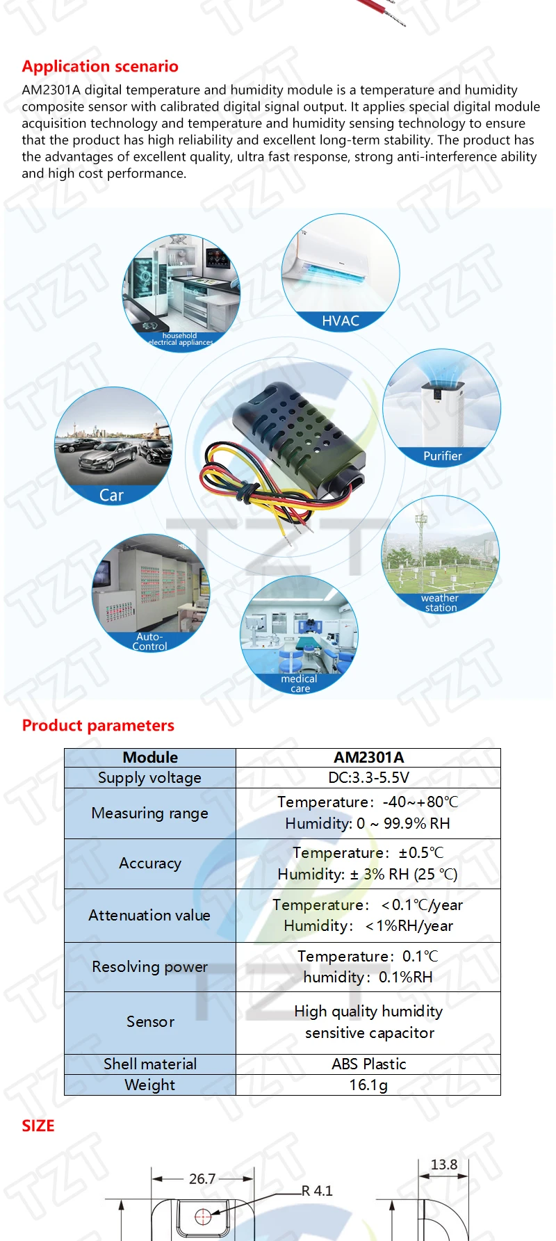 Digitale Temperatur- und Feuchtigkeitssensoren TZT DHT11 DHT22 AM2302 AM2301 AM2320 MW33 Sensor und Modul für Arduino elektronisches DIY – Detail 28