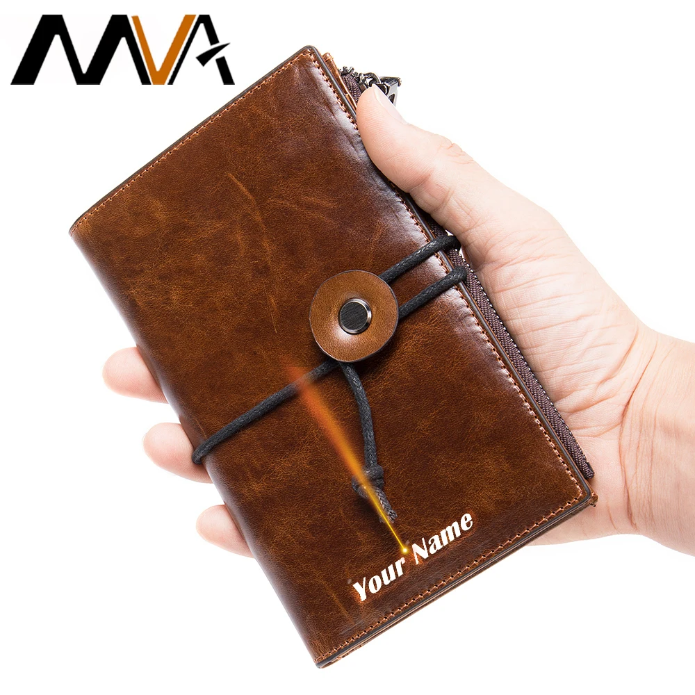 MVA Men Wallets Rfid Genuine Leather Purse For Men CardHolder Luxury Wallet Male Long Clutch Bag Passport Drawstring Design 7425