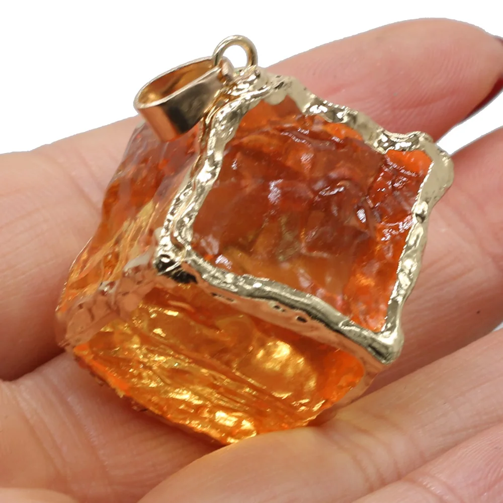 Natural Crystal Pendant Cube Square Electroplate Color Quartz Exquisite charms for Jewelry Making DIY Necklace Earring