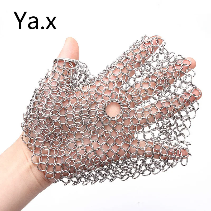 1 Pc 316 Stainless Steel cleaning brush Finger Cast Iron Cleaner Chain Mail Palm Brush Scrubber Brush Kitchen Wash Tool