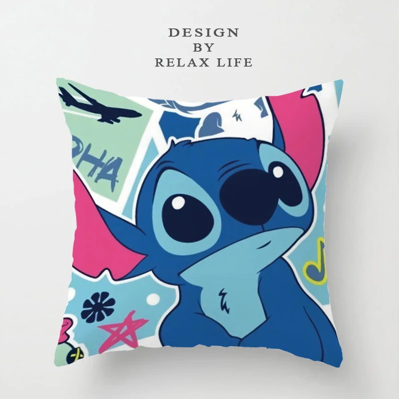 Disney Stitch Cushion Cover Frozen 2 Elsa Anna Girls Cartoon Decorative/nap Pillow Cases on Bed Sofa Children Birthday Gift