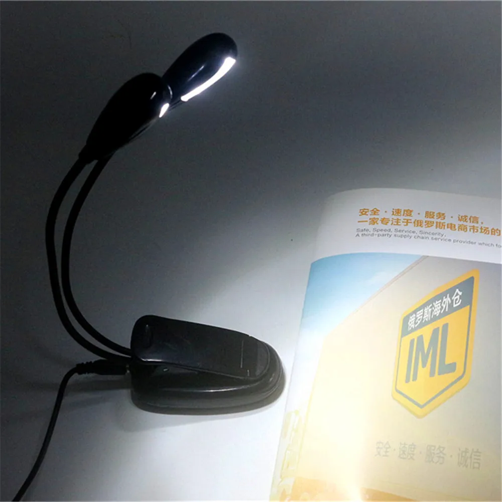 USB Read Lamp Double Head Book Lamp 4 LEDs Desk Light Clip On Portable Lamp For Piano Musical Instrument Book Bed Computer