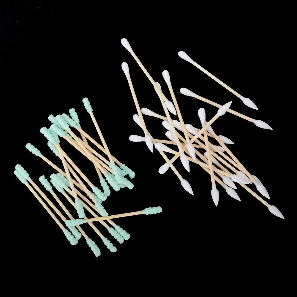 100PCS/Bag Double Head Cotton Swab Medical Wood Sticks Nose Ears Cleaning For Women Girl Makeup Cotton Buds Tip Health Care Tool