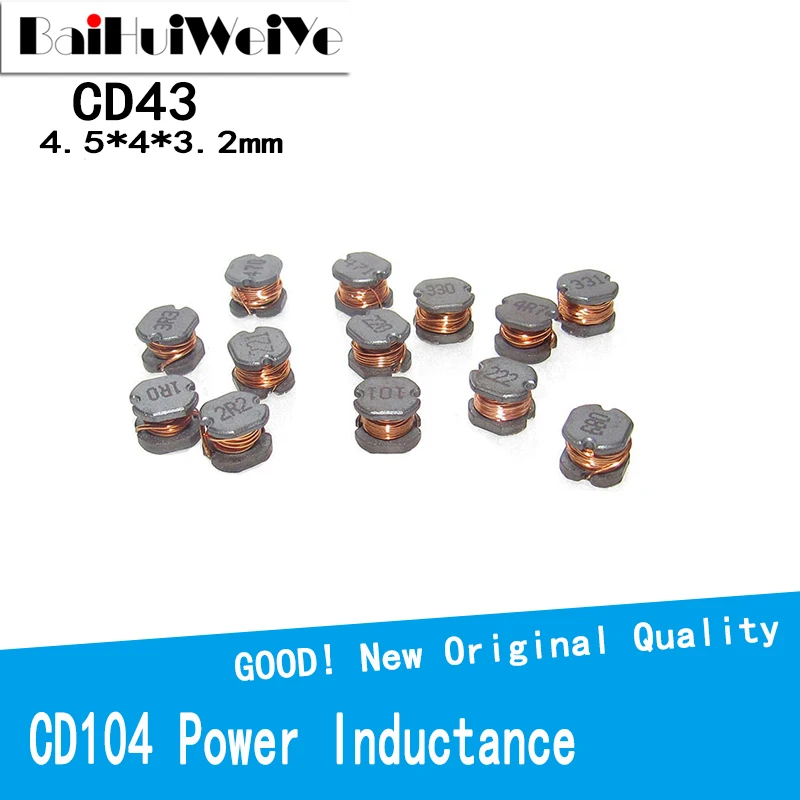 

20Pcs/Lot Power Inductance CD43 CD43R Shielded Inductor SMD Inductor 5.8*5*4.5mm 2.2/3.3/4.7/6.8/10/15/22/33/47/68/100-470UH