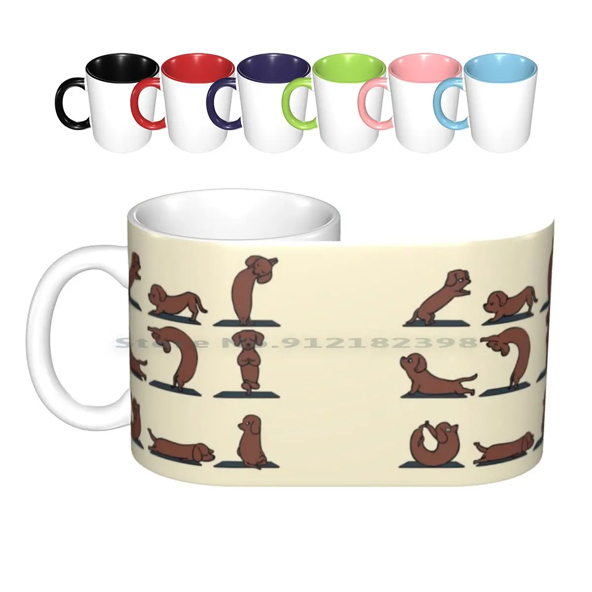 Dachshund Yoga Ceramic Mugs Coffee Cups Milk Tea Mug Dachshund Yoga Creative Trending Vintage Gift Bottle Cup