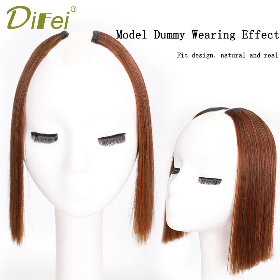 DIFEI Synthetic Natural Hair Pads Invisible Seamless Hair Extension Clip In Hair Extension Lining of Hair Top Side Cover Hair