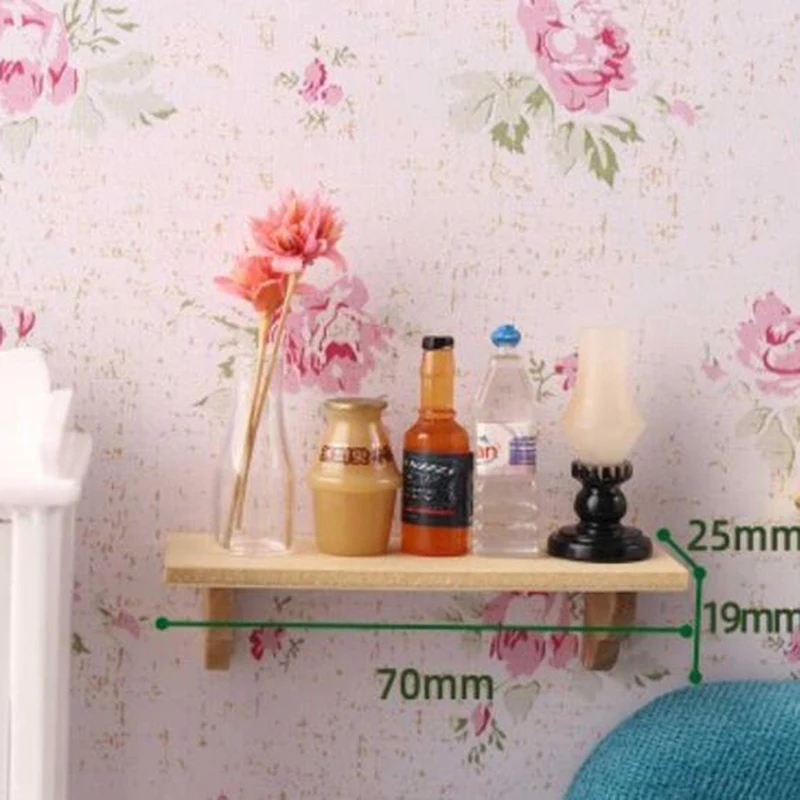 1:12 casa delle bambole Mini accessori per casa delle bambole mensola a muro in legno mensola a muro accessorio da bagno in miniatura 70*25*19mm