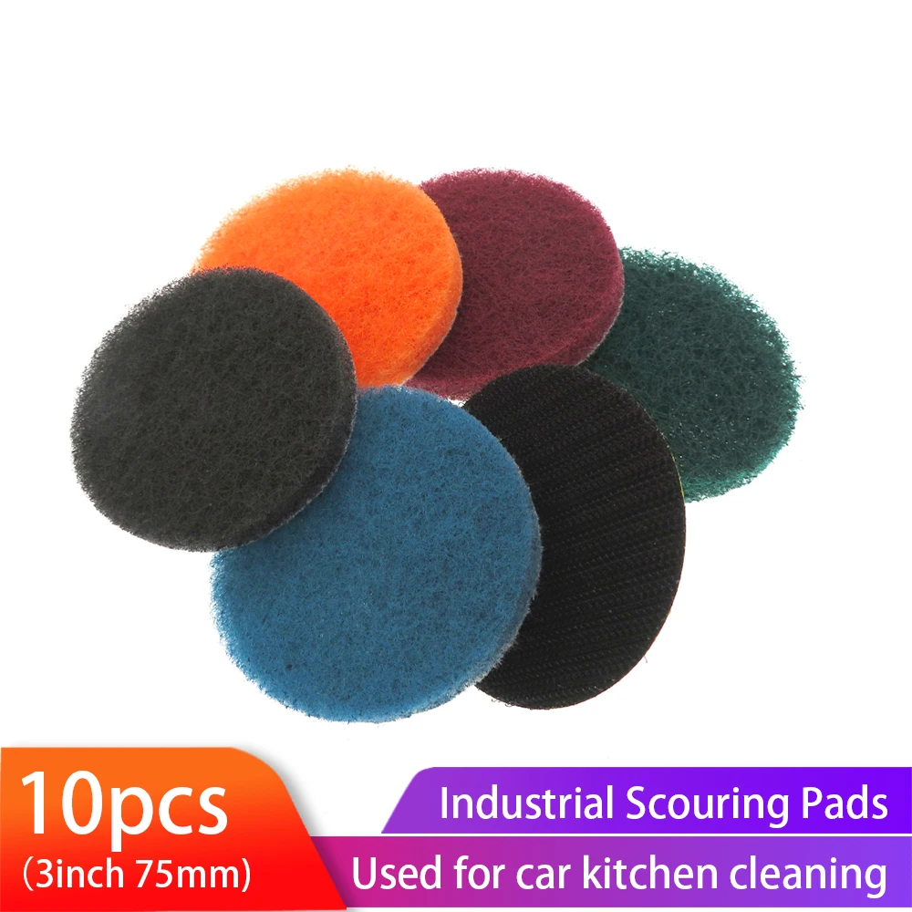 Scrub Pad 10Pcs 3 Inch Flocking Industrial Scouring Pads Heavy Duty 240/400/800/1000 Nylon Polishing Pad for Kitchen Cleaning