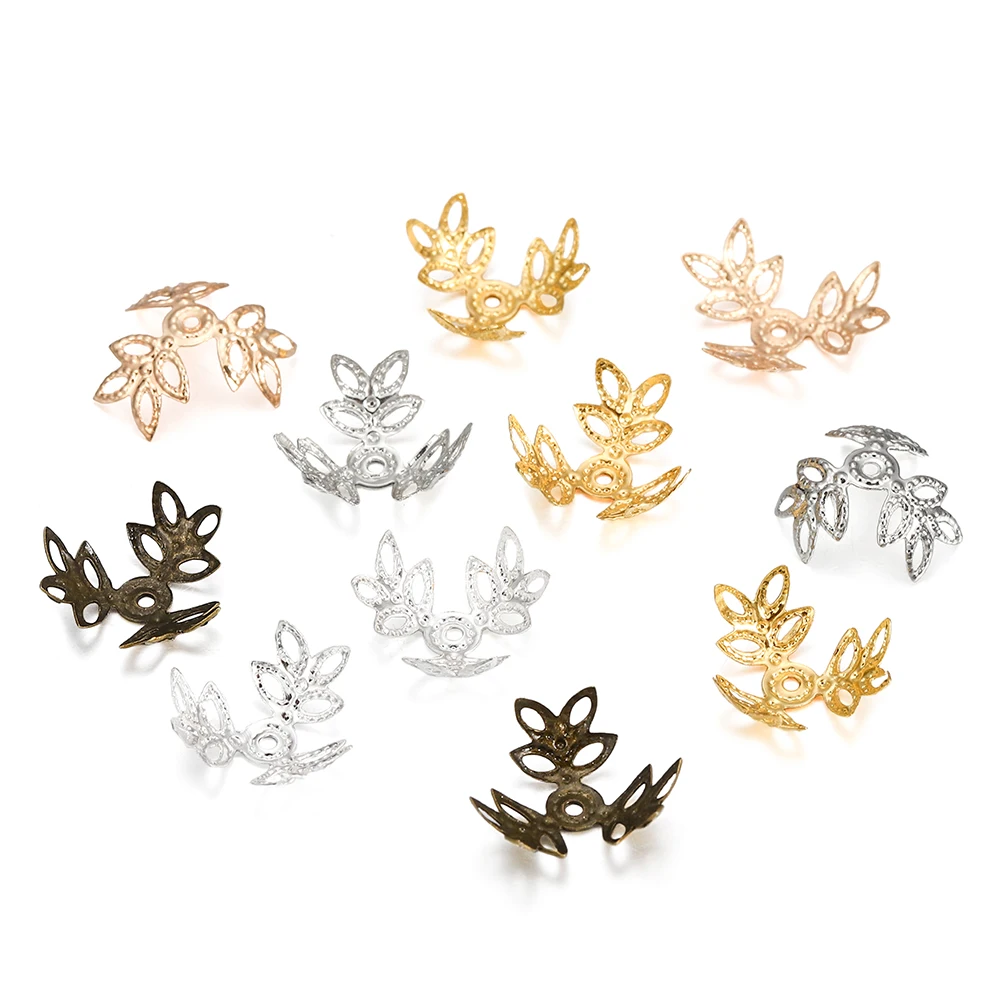 100 sztuk Hollow filigran paciorek czapki stożek koraliki końcowe Cap kwiat Metal Charms ustalenia Diy bransoletka kolczyki tworzenia biżuterii Accessorie