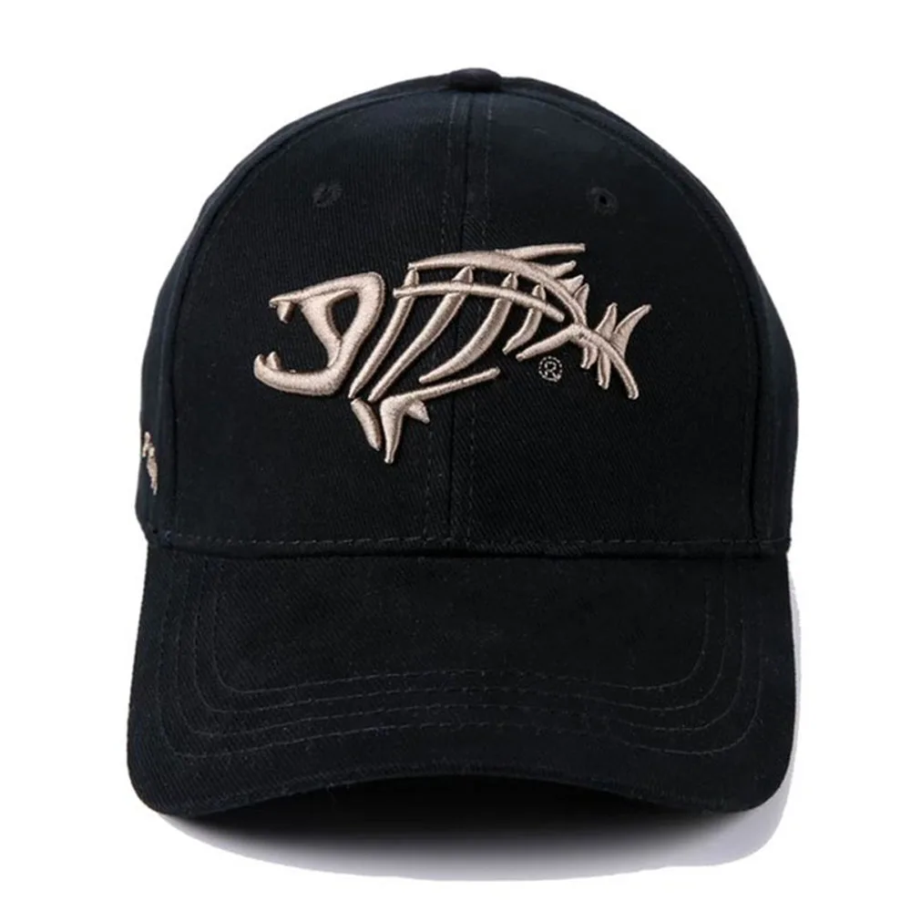 High Quality Outdoor Fishing Cap Baseball Cap Solid Breathable Cotton Trucker Hat For Men Women Fish Bone Embroidery Gorras Male