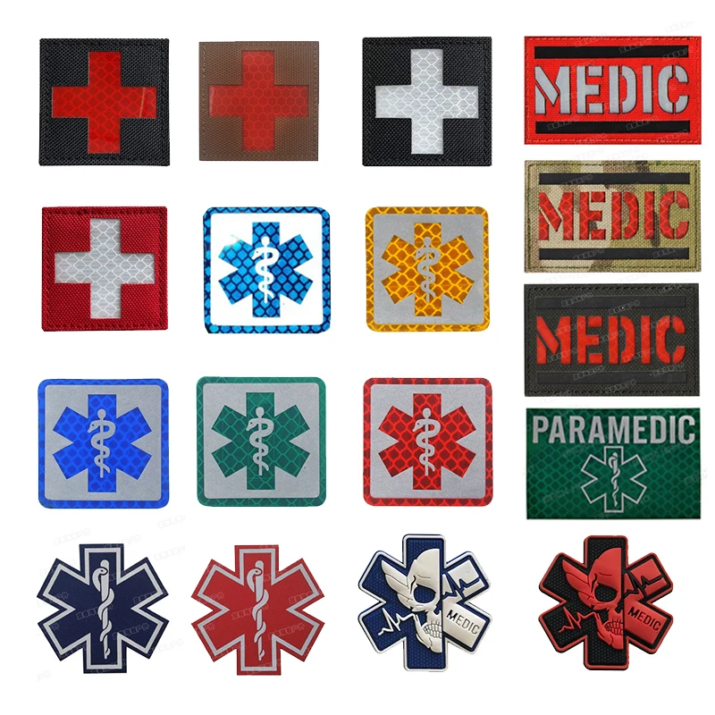 MED IR Sanitäter EMT EMS Army Combat Medic Erste-Hilfe-Patches Reflektierendes taktisches medizinisches Insignia-Patch-Abzeichen