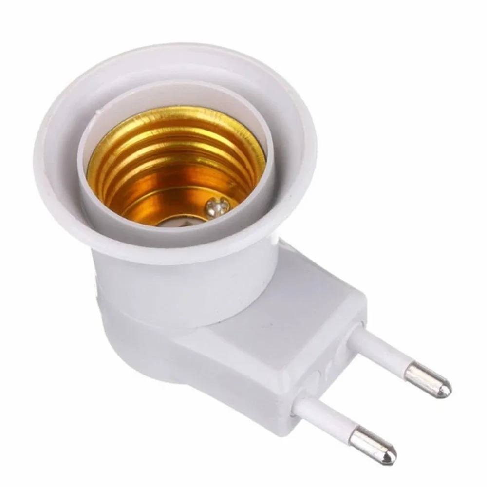 1Pcs E27 EU Plug Adapter With Power On-Off Control Switch E27 Socket Lamp Base Lamp Socket