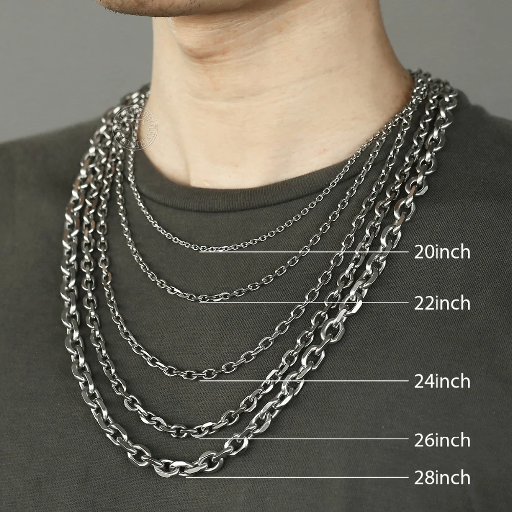 2.5/3/4/6/9mm Mens Stainless Steel Necklace Chain Silver Color Rolo Link Chains Necklaces for Men Jewelry Wholesale KNM31A