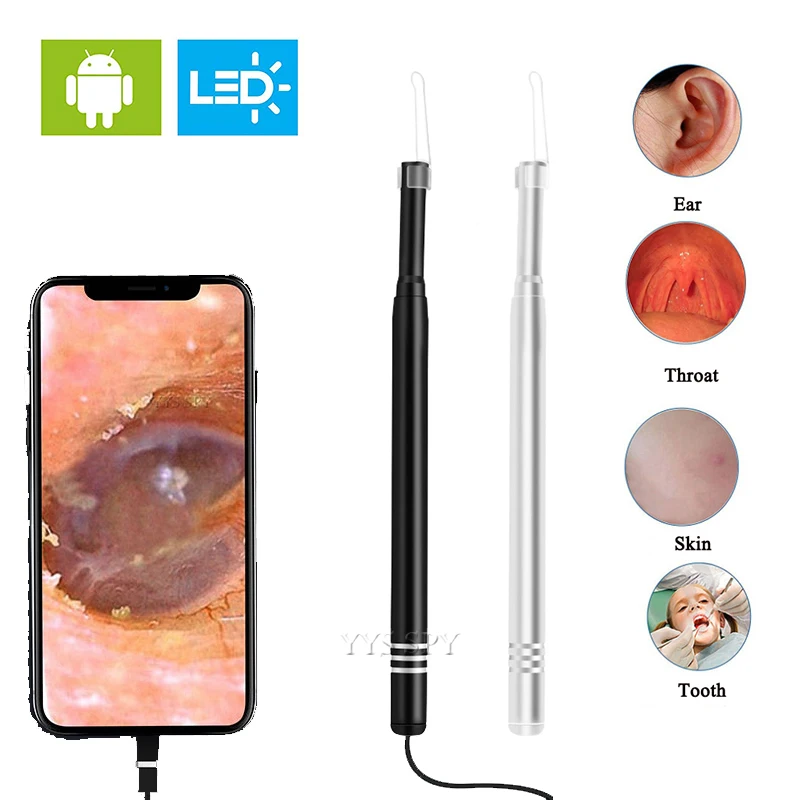 Mini Camera 5.5mm Endoscope LED HD Video Visual Ear Spoon Borescope Waterproof Household USB Otoscope for Android OTG UVC Phone