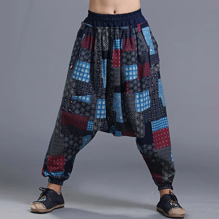 

Men Women Yoga Harem Pants India Printed Traditional Trouers Wide Leg Hippie Baggy Cotton Loose Leisure Festival Sports Pants