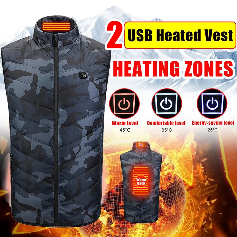 Heated Vest Jacket Coat Clothes Unisex Intelligent Electric Heating Thermal Warm Clothes Winter Heated Hunting Hiking Vest S-8XL