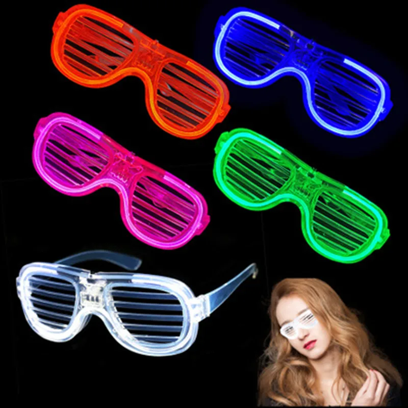 Luminous Glasses Fashion Shutters Shape LED Flashing Glasses Halloween Party Glowing Glasses Festival Costumes Party Supplies