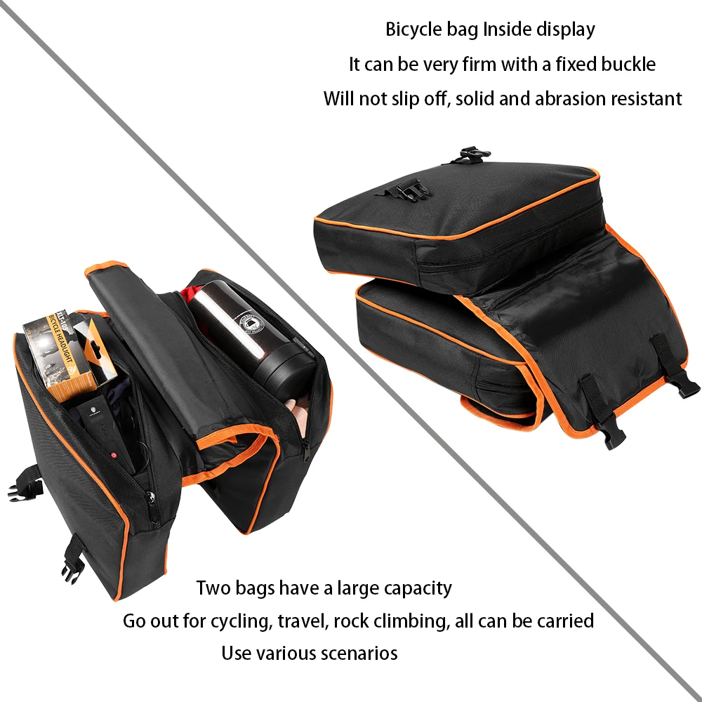 Double Side Travel Bike Trunk Bag Luggage Pannier Back Seat MTB Bicycle Carrier Bag Rear Rack Cycling Bicycle Accessories Bag