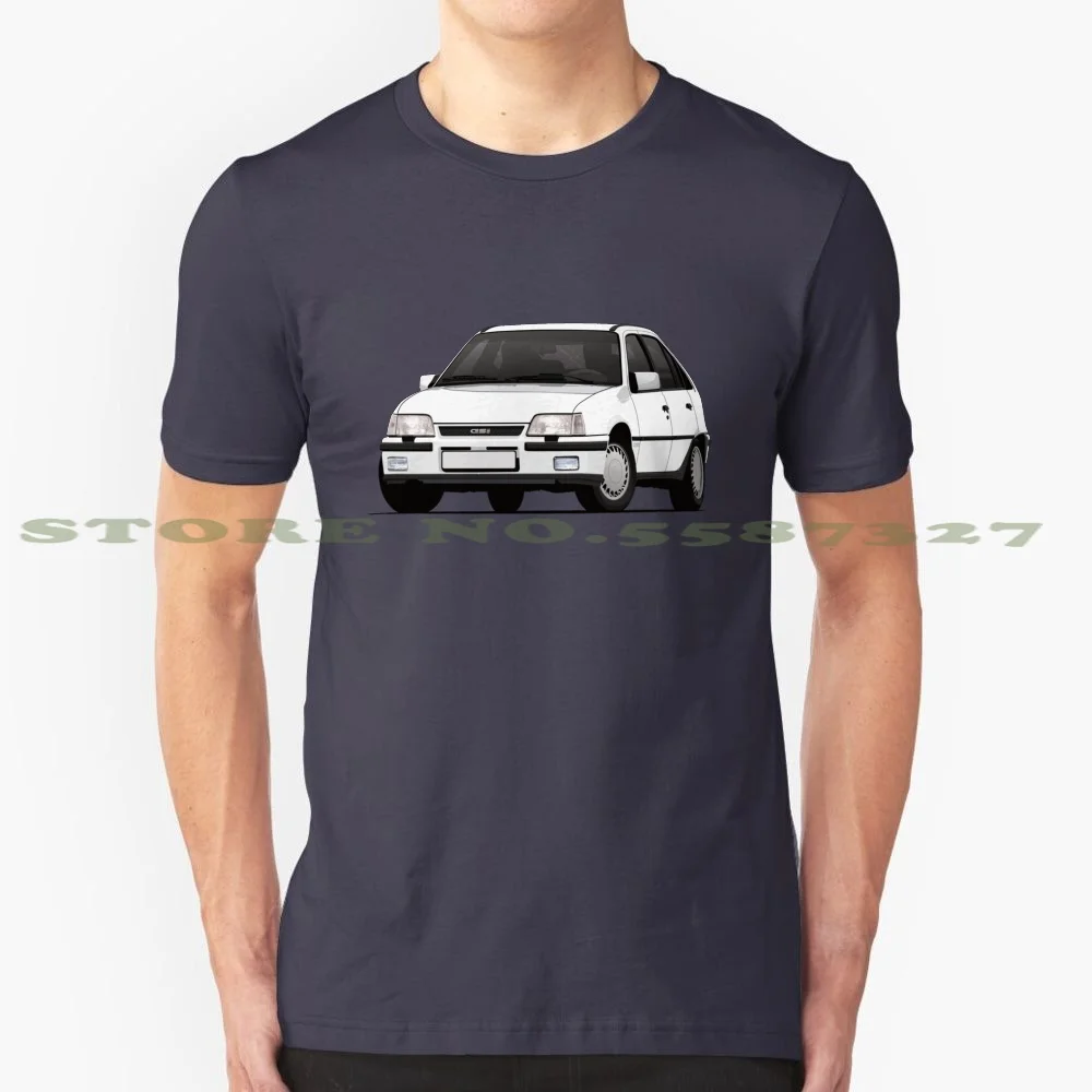 White Opel Kadett E Gsi Car Illustration 100% Cotton T-Shirt Opel Kadett Gsi Car Youngtimer Future Classic Hot Hatch European