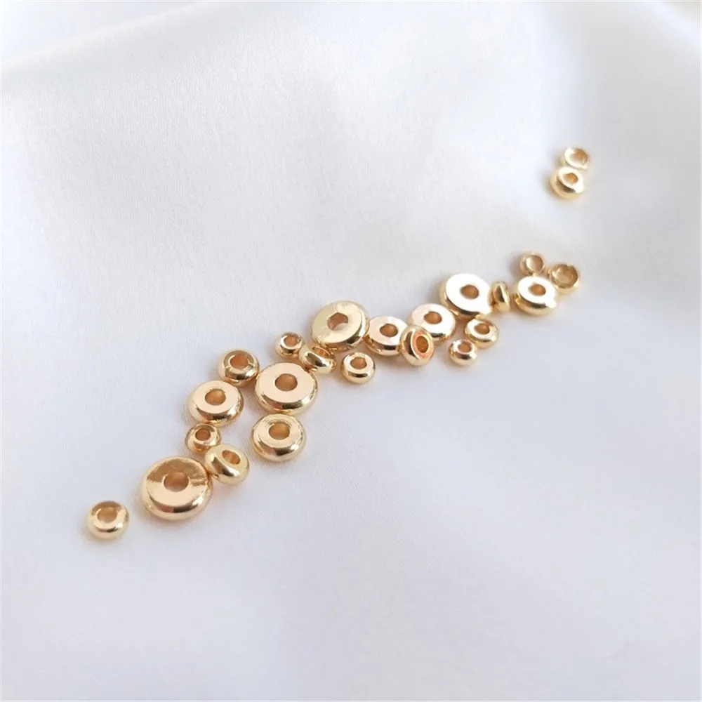 14K plated gold bead spacer bead flat piece loose bead DIY bracelet spacer bead handmade accessories