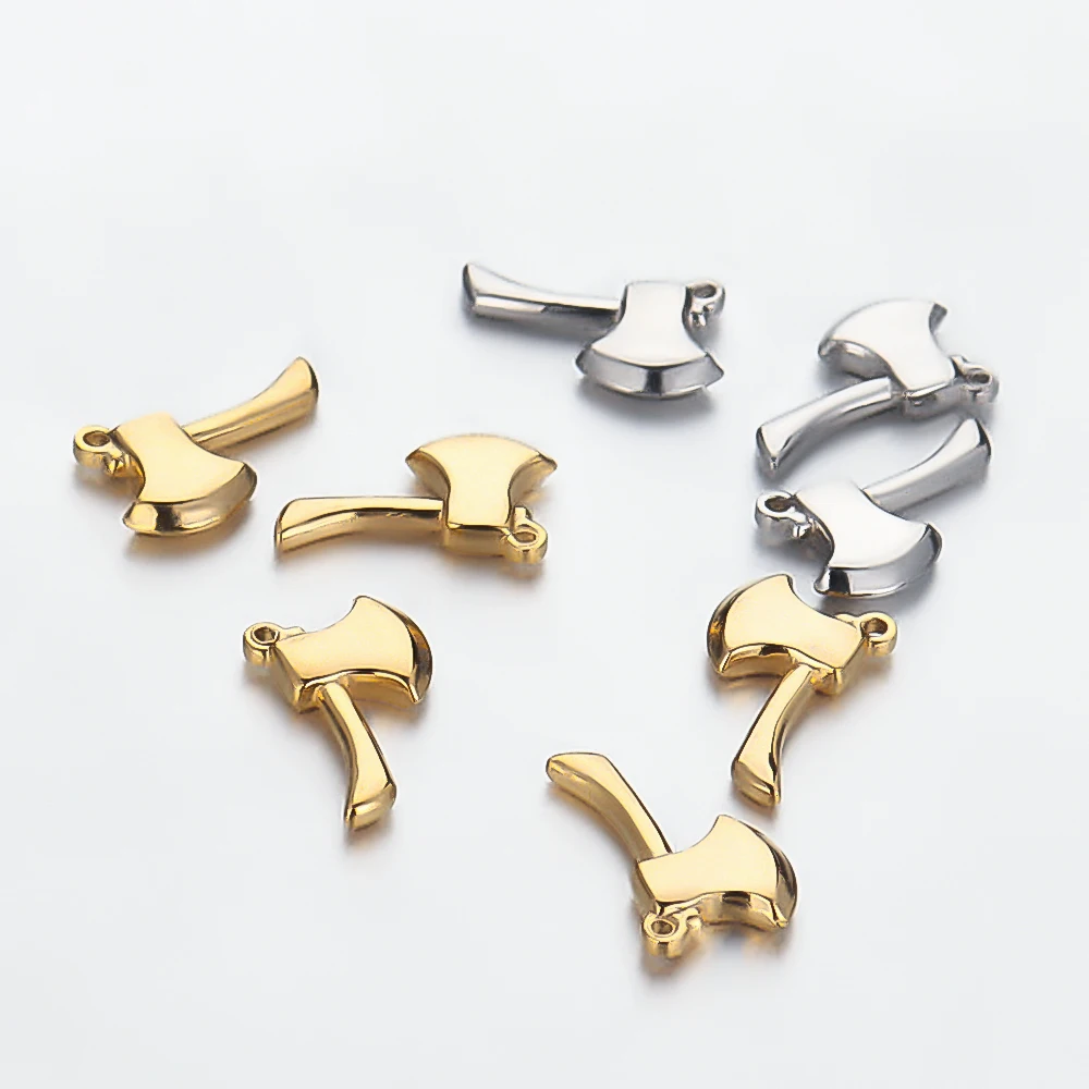 10pcs  Stainless Steel Axe Hatchets Shaped Charms Bracelet Necklace Jewelry Gift Pendants Accessories for DIY Jewelry Making