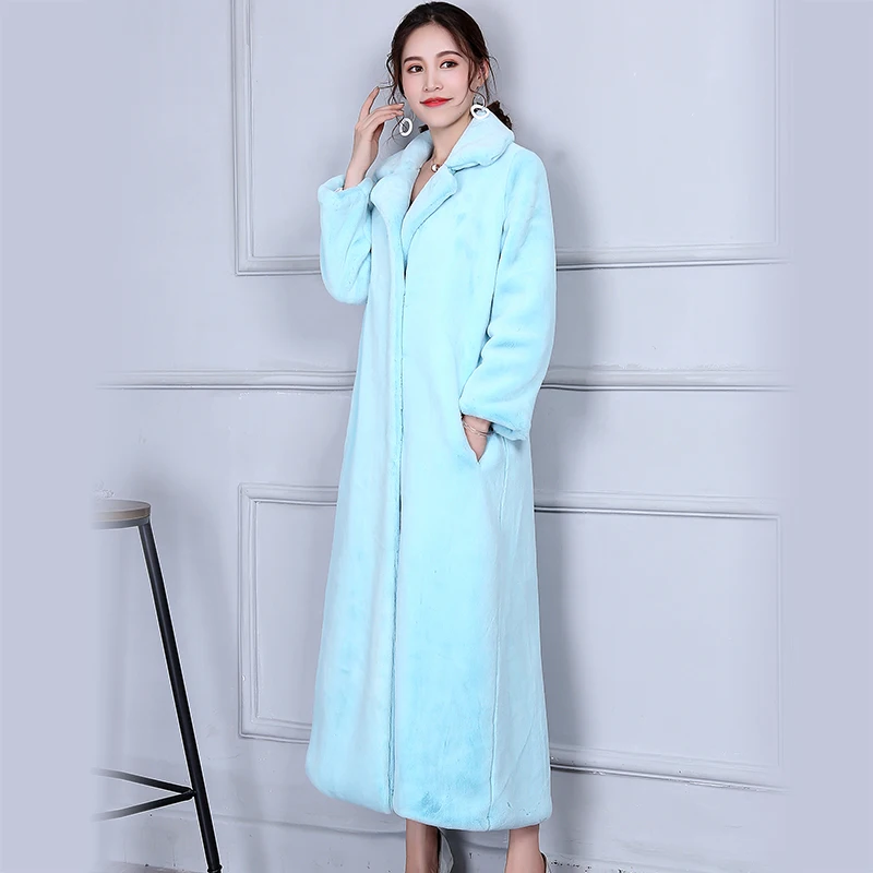 Top brand Long All-match Women Long-sleeve over the Knee Fur Coat N85  high quality