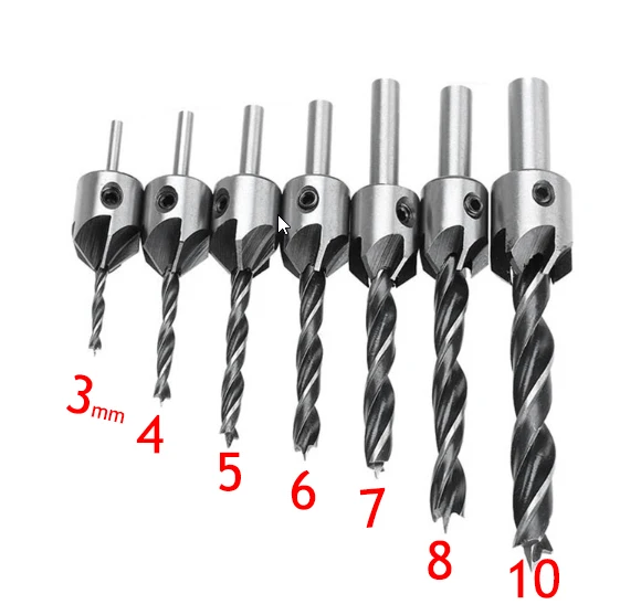 1pcs Flute Countersink Drills Bit HSS Drills Bit Reamer For Woodworking Chamfer 3-10MM Woodworking Tools Wood Drill Bits