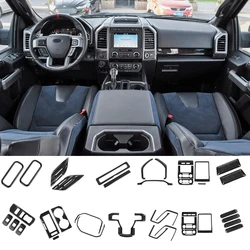 For 2017-2019 Ford F150 Raptor 2018 Pickup Truck ABS Carbon Fiber Interior Mouldings Trim Grain Central Console Panel Cover