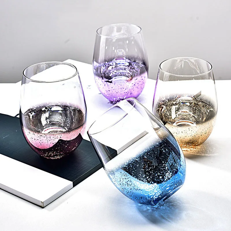 

Colorful Starry Sky Egg-shaped Cup Crystal Glass Juice Drink Milk Cup Tea Mugs Transparent Whiskey Wine Drinkware Glass For Gift