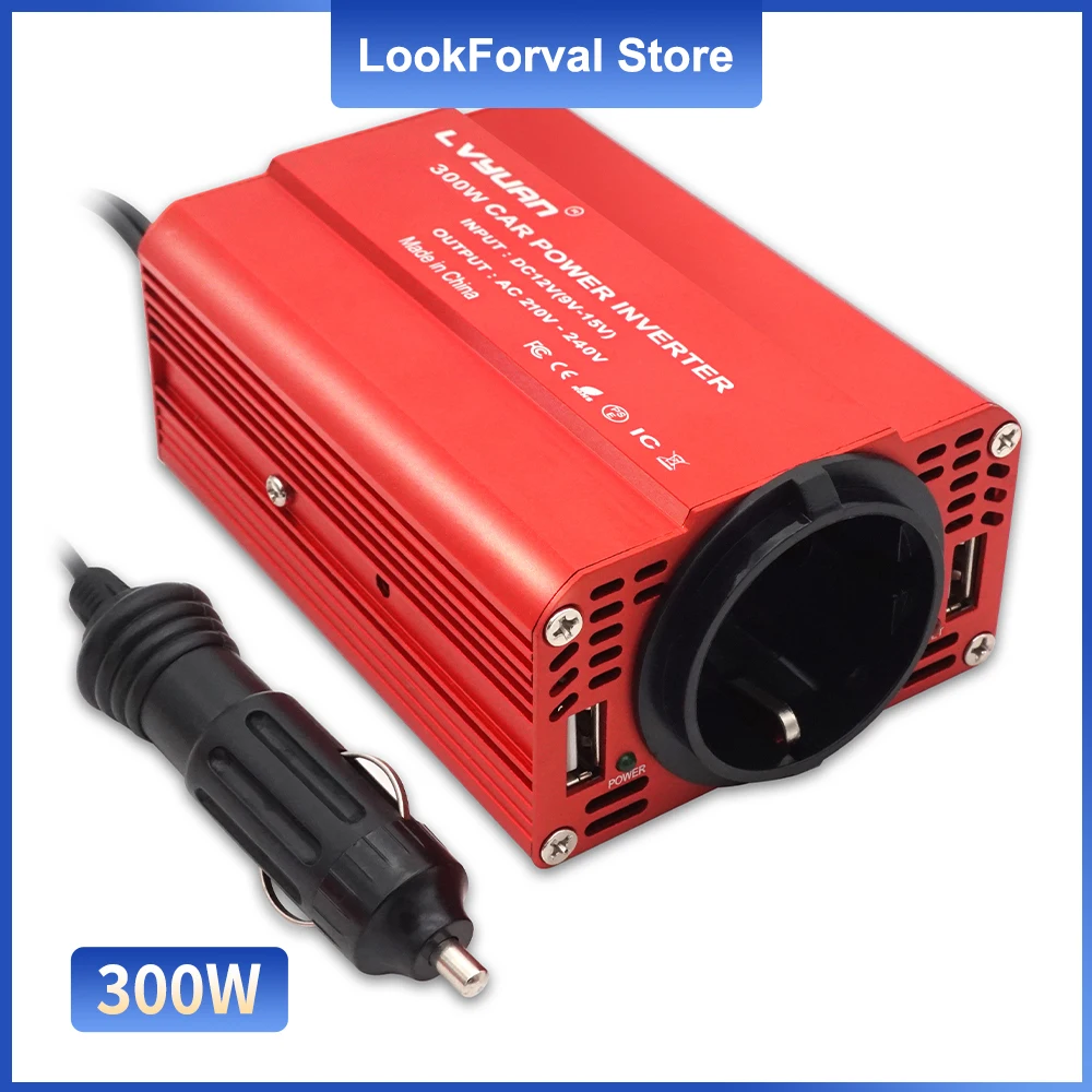 Car Power Inverter 300W DC 12V To AC 110V 220V 3.1A Dual USB Car Adapter Converter Auto Charger Modified Sine Wave US Socket