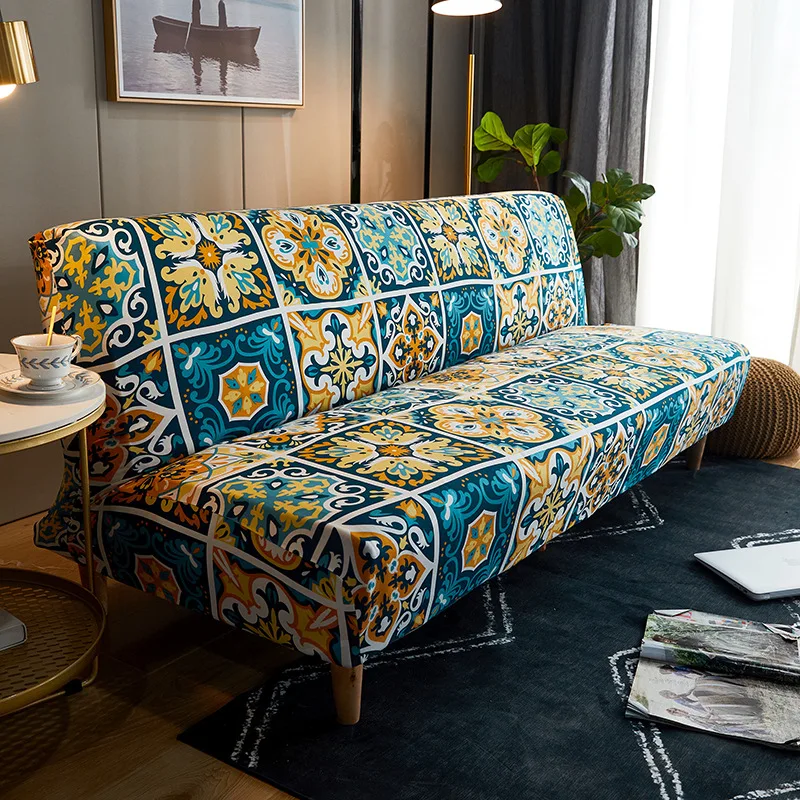 Elastic Without Armrest Sofa Bedspread American Printed Sofa Bed Cover Couch Covers for Folding Sofas Living Room Slipcover