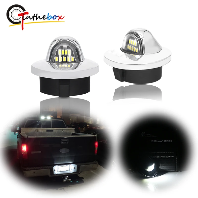 Gtinthebox CAN-bus White LED License Plate Lights For Ford F150 F-250 F-350 F-450 F-550 Ranger Raptor Explorer Bronco Excursion