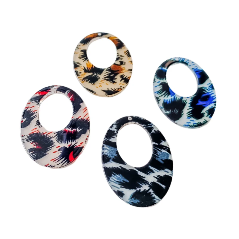 Oval Shape Resin Plastic Acetic Acid Eardrop Diy Material Pendant Necklace Earring Accessories Charms Jewelry Component 8pcs