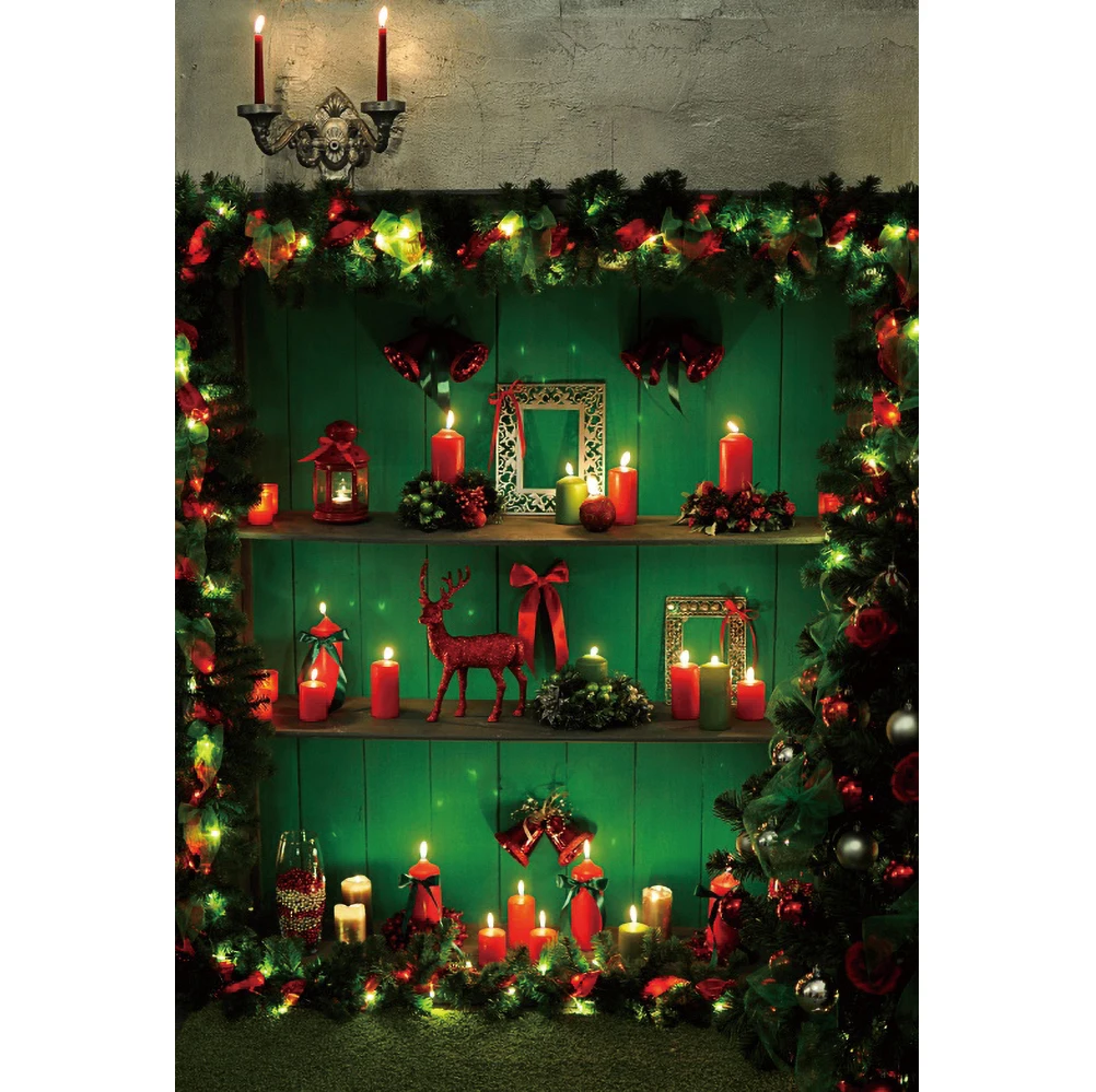 Winter Christmas Background For Photography Candle Flickering candlelight Vintage Showcase Family Shoot Photozone Photo Backdrop