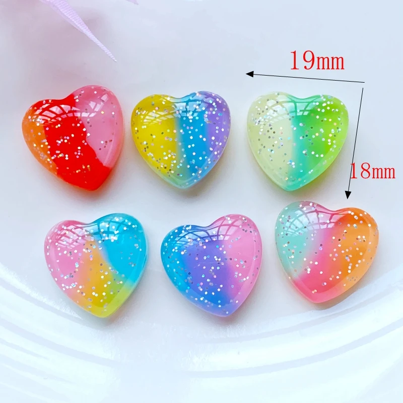 10Pcs New Cute Resin Mini Tricolor Heart Flat back Cabochons Scrapbooking DIY Jewelry Craft Decoration Accessories