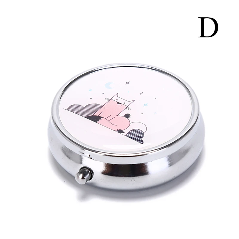 Metal Pill Box Tablet Holder Metal Round Medicine Case Small Case Tablet Pill Boxes Container