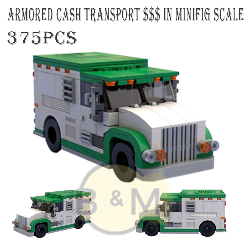 NEW 2021MOC Armored Cash Transport in minifig scale building model buiding kit block self-locking bricks children's holiday gift