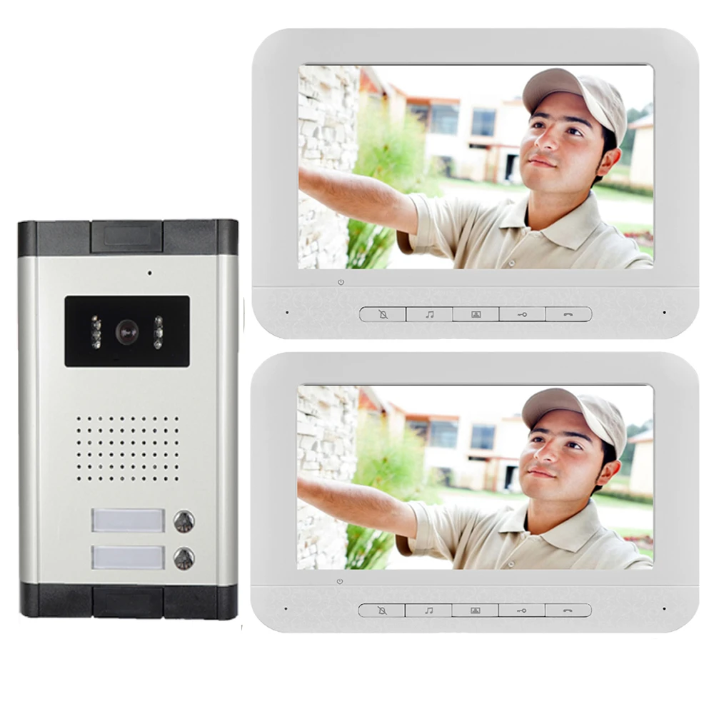 Home Security Video Intercom IR Camera 7''Inch Monitor Wired Video Door Phone Doorbell Speakephone Intercom System