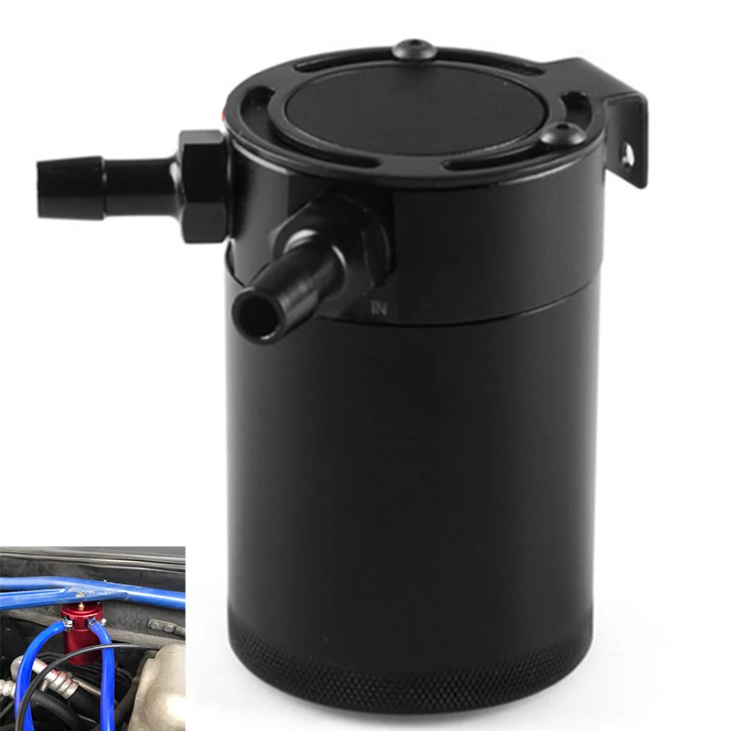 Car Oil Catch Can Compact Baffled 2-Port Aluminum Reservoir Oil Catch Tank Fuel Tank Parts Two hole breathable Kettle Universal