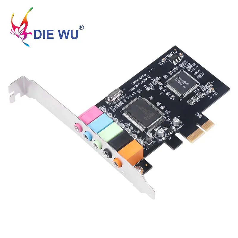 DIEWU Sound Card 5.1CH PCIE X1 5.1 Channel CMI8738 Chipset Audio InterfacePCI Express Stereo Digital Card Desktop Sound Card