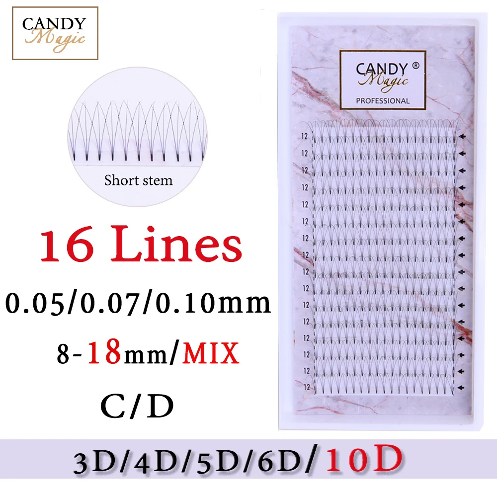 Candy Magic Lashes 16 lines Premade Volume Fans 3d/4d/5d/6d Eyelash Extensions Pre made Russian Volume Lash Extensions