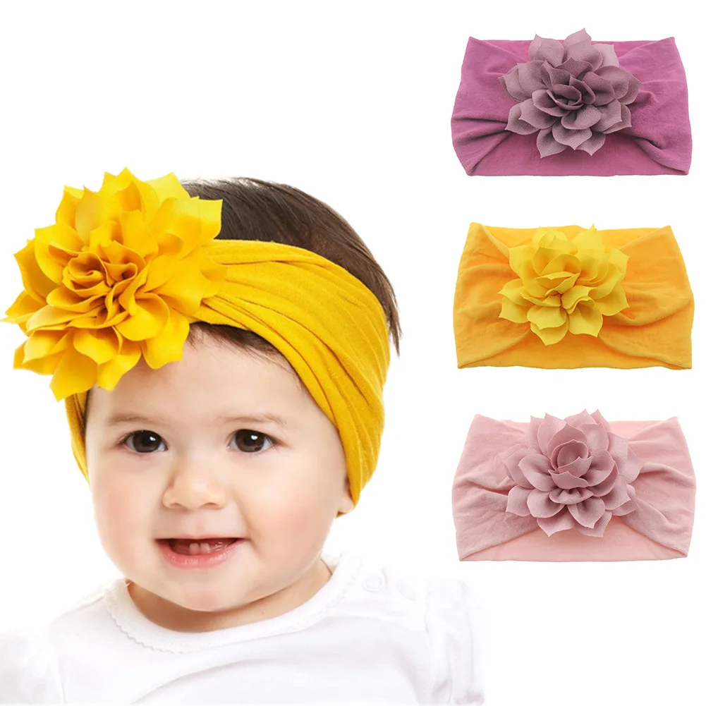 Fashion Newborn Toddler Baby Girls Head Wrap Lotus Flower Knot Turban Headband Hair Accessories Birthday Gifts for 0-3Y