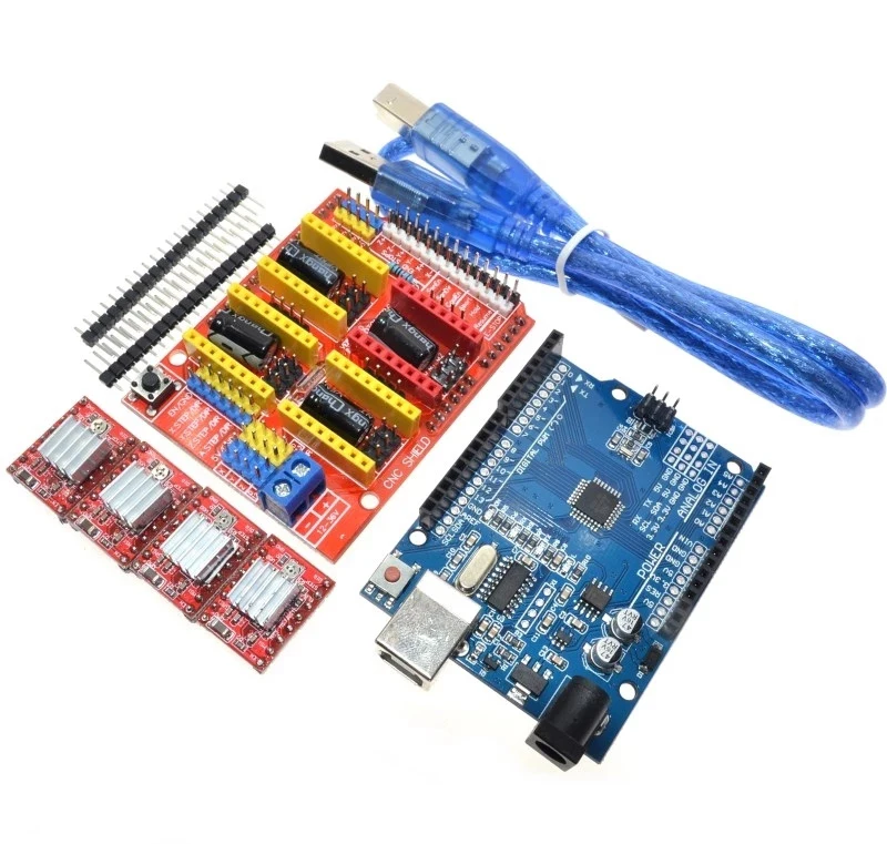 cnc shield v3 engraving machine 3D Printer+ 4pcs A4988 driver expansion board for Arduino UNO R3 with USB cable