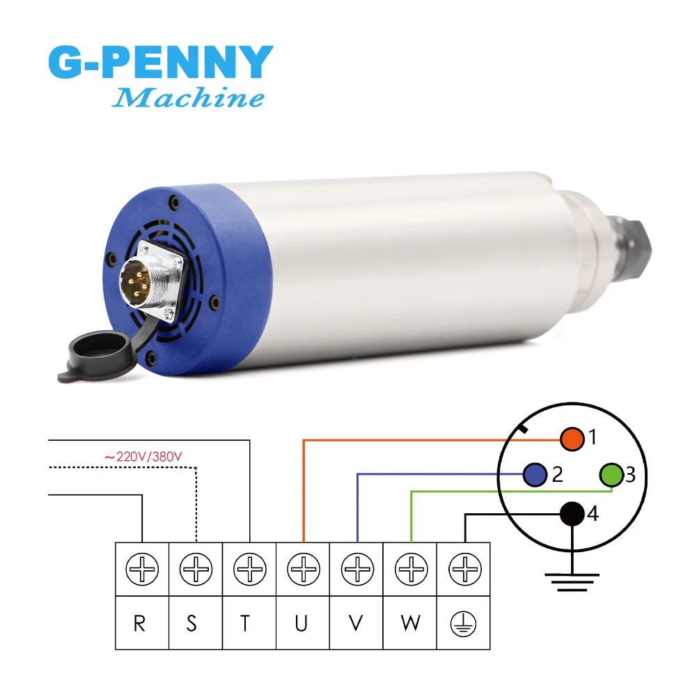 CNC milling spindle motor kit 2.2kw air cooled spindle ER20 4 bearings 220v 24000rpm  CNC spindle & 80mm aluminum holder bracket