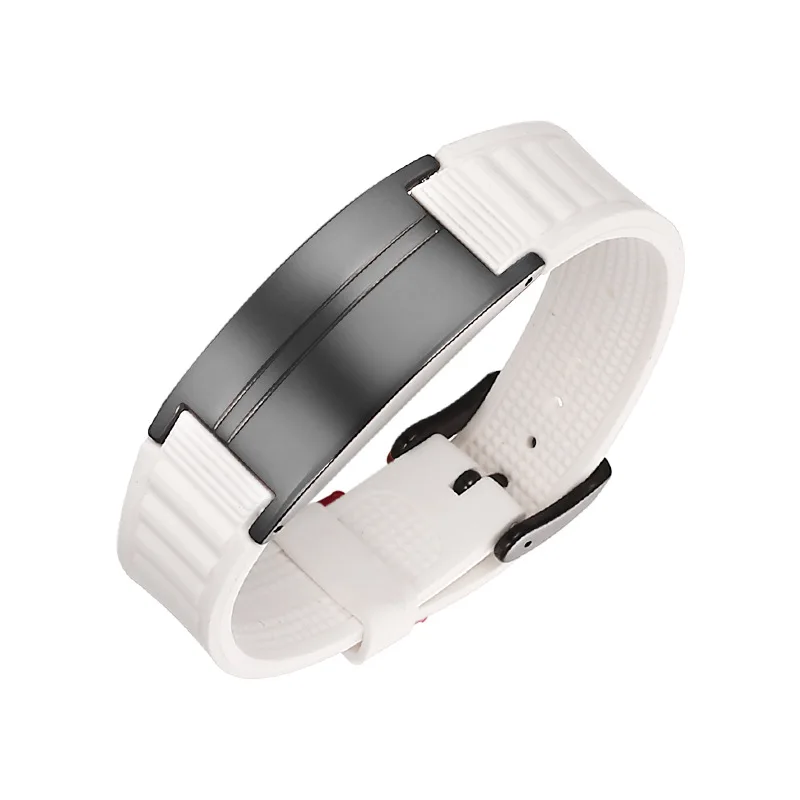 OKTRENDY Magnetic Bracelet For Men Black Silicone Custom Heavy Bangle Gents Wristband Valentines Day Gift for Him